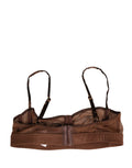 Soutien-gorge balconnet en nylon mesh marron avec logo DG de Dolce & Gabbana, détails élégants et confortables.