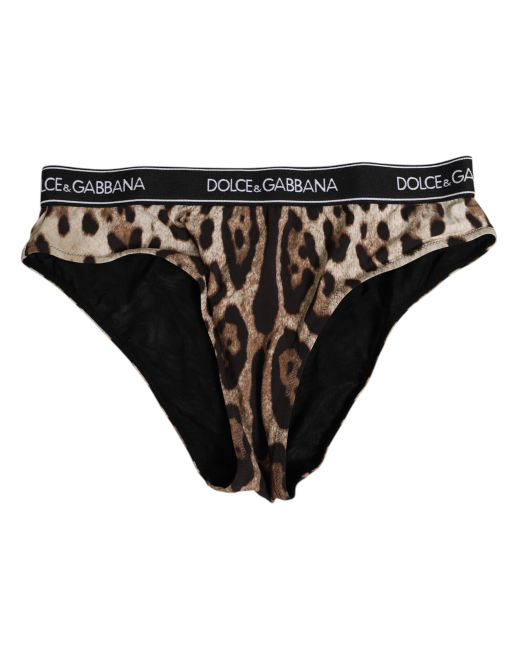 Culotte haute en nylon à motif léopard marron de Dolce & Gabbana, sous-vêtement élégant et confortable.