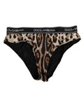 Culotte haute en nylon à motif léopard marron de Dolce & Gabbana, sous-vêtement élégant et confortable.