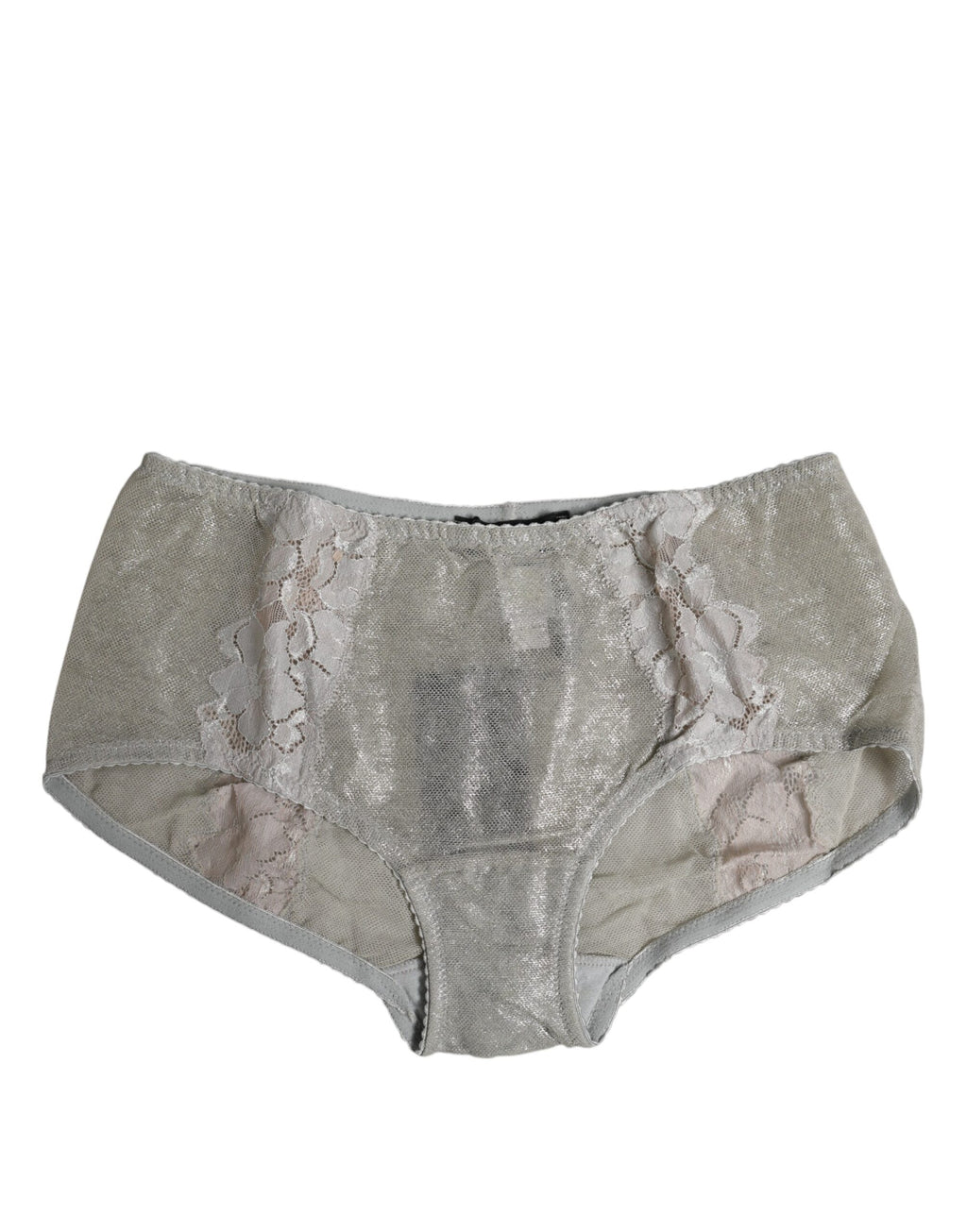 Culotte Dolce & Gabbana en coton gris avec dentelle florale et taille haute, sous-vêtements élégants et confortables.