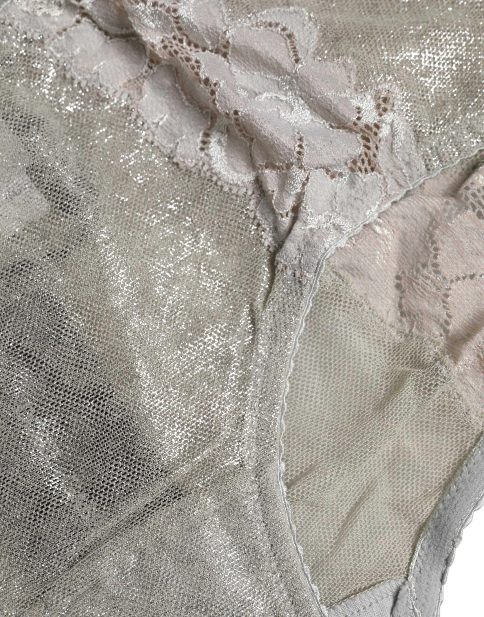 Culotte haute en coton gris avec dentelle florale Dolce & Gabbana, sous-vêtements élégants et confortables.
