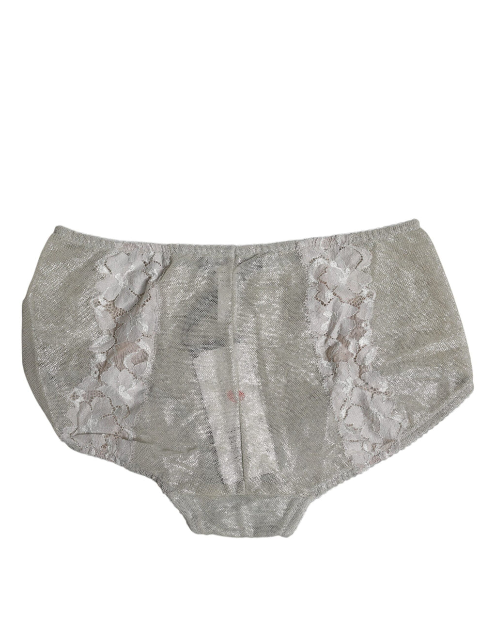 Culotte haute en coton gris avec dentelle florale Dolce & Gabbana, sous-vêtements élégants pour femmes.
