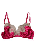 Soutien-gorge en soie, dentelle florale magenta, Dolce & Gabbana, sans armatures, lingerie élégante et raffinée