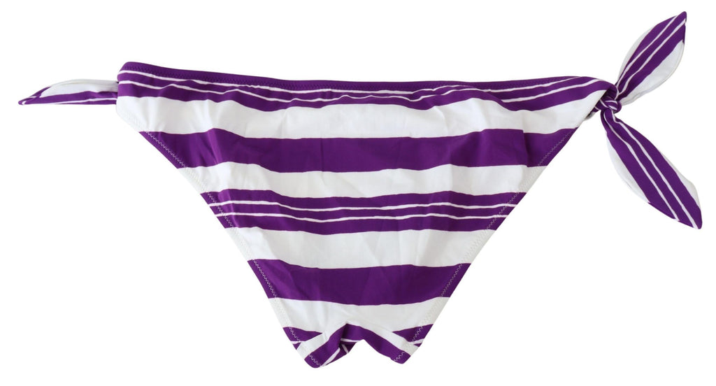 Bas de maillot de bain Dolce & Gabbana à rayures violettes et blanches, vêtement de plage élégant pour femmes