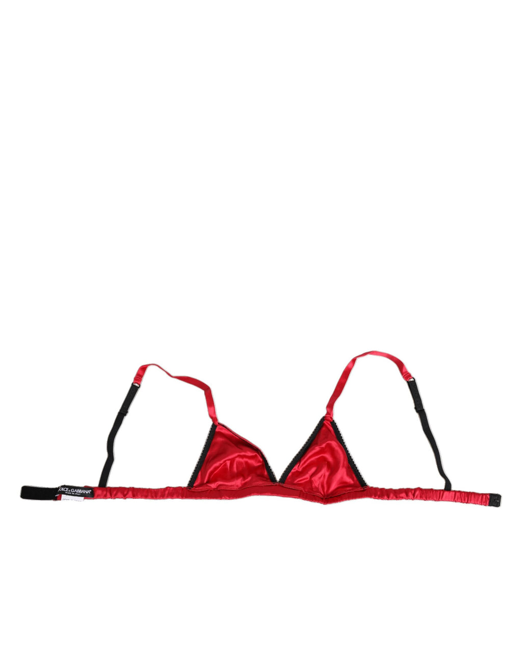 Sous-vêtements Dolce & Gabbana en satin rouge, triangle à coupe douce, soutien-gorge sans armatures, élégance féminine en lingerie.