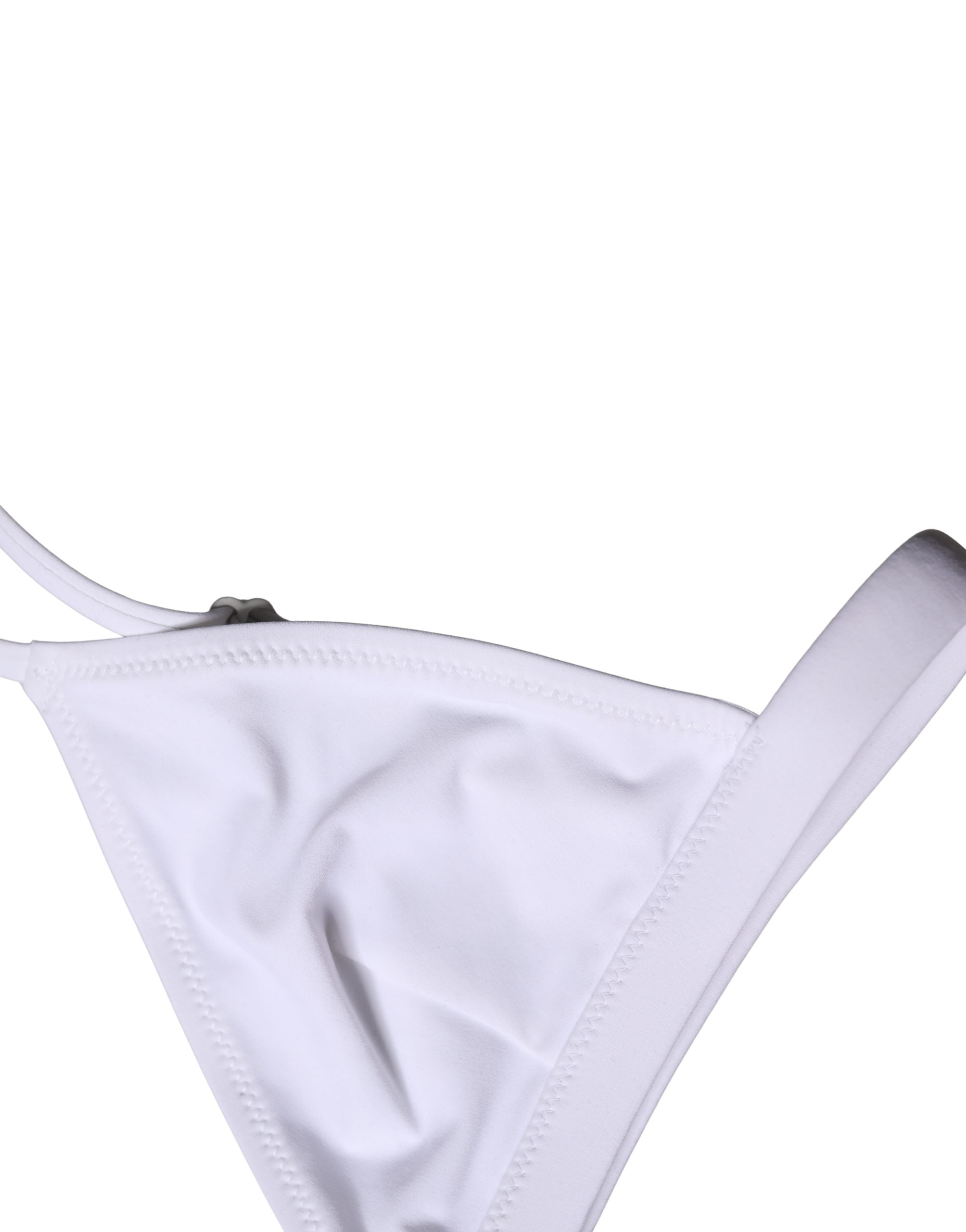 Maillot de bain triangle blanc en nylon Dolce & Gabbana, haut de bikini élégant pour la plage.