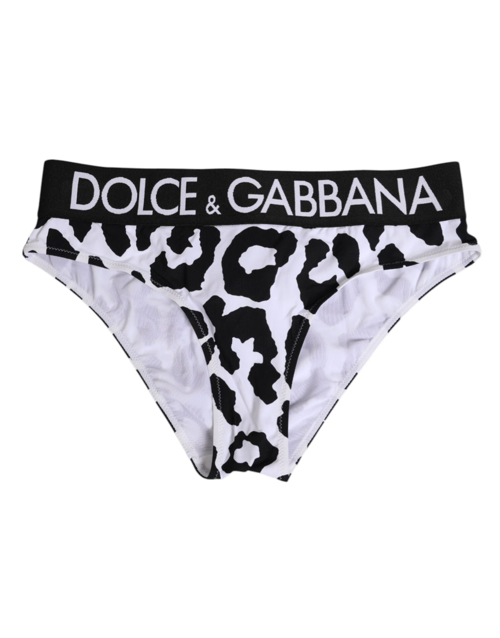 Culotte Dolce & Gabbana blanche en nylon à motif léopard, taille haute et coupe ajustée, lingerie élégante et confortable.