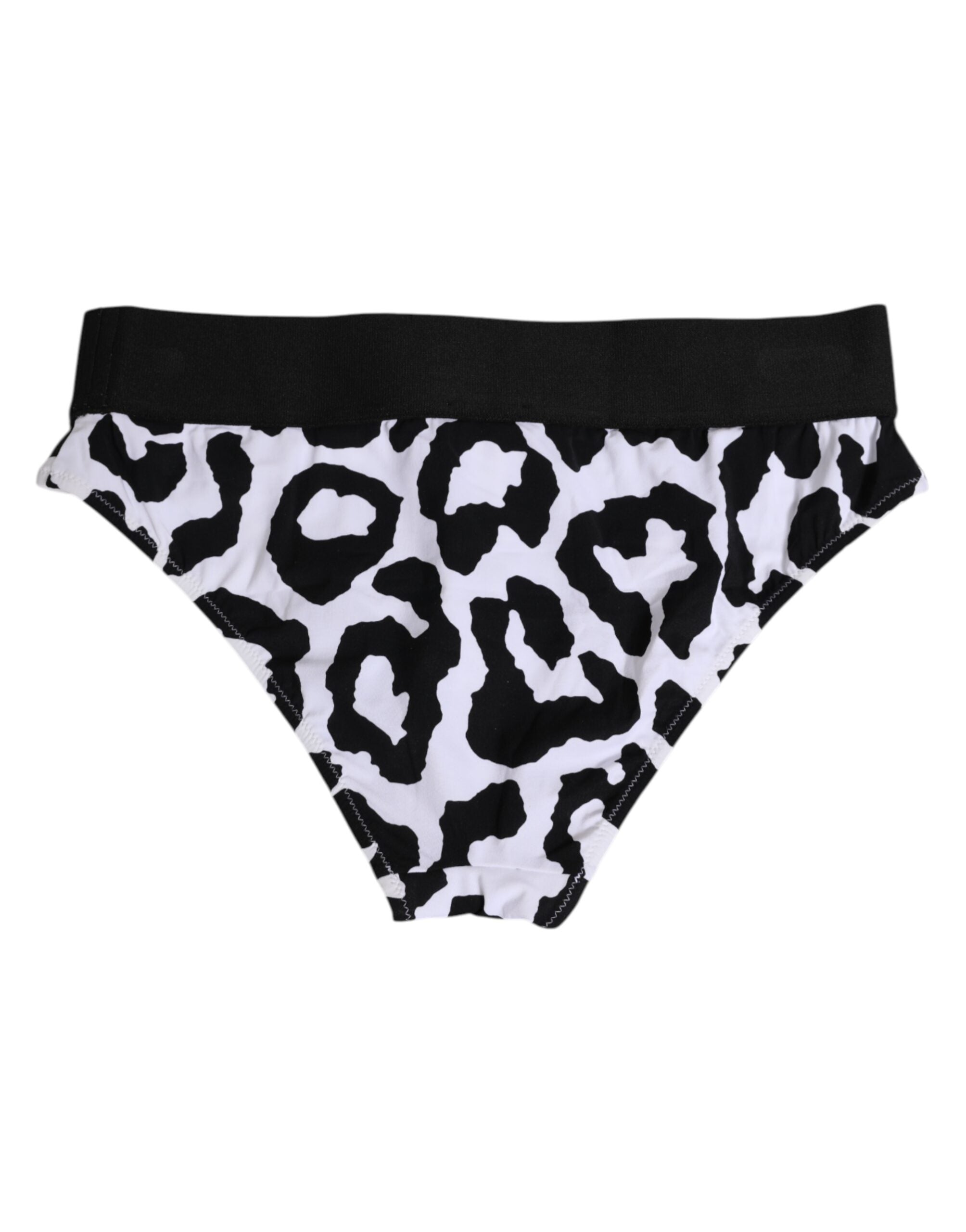 Culotte blanche Dolce & Gabbana en nylon à motif léopard, taille haute et design élégant.