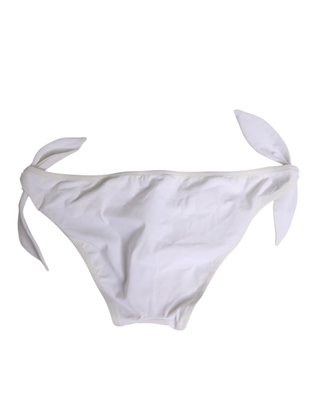 Culotte de bikini blanche Dolce & Gabbana avec logo et liens sur les côtés, vêtement de bain élégant et confortable.