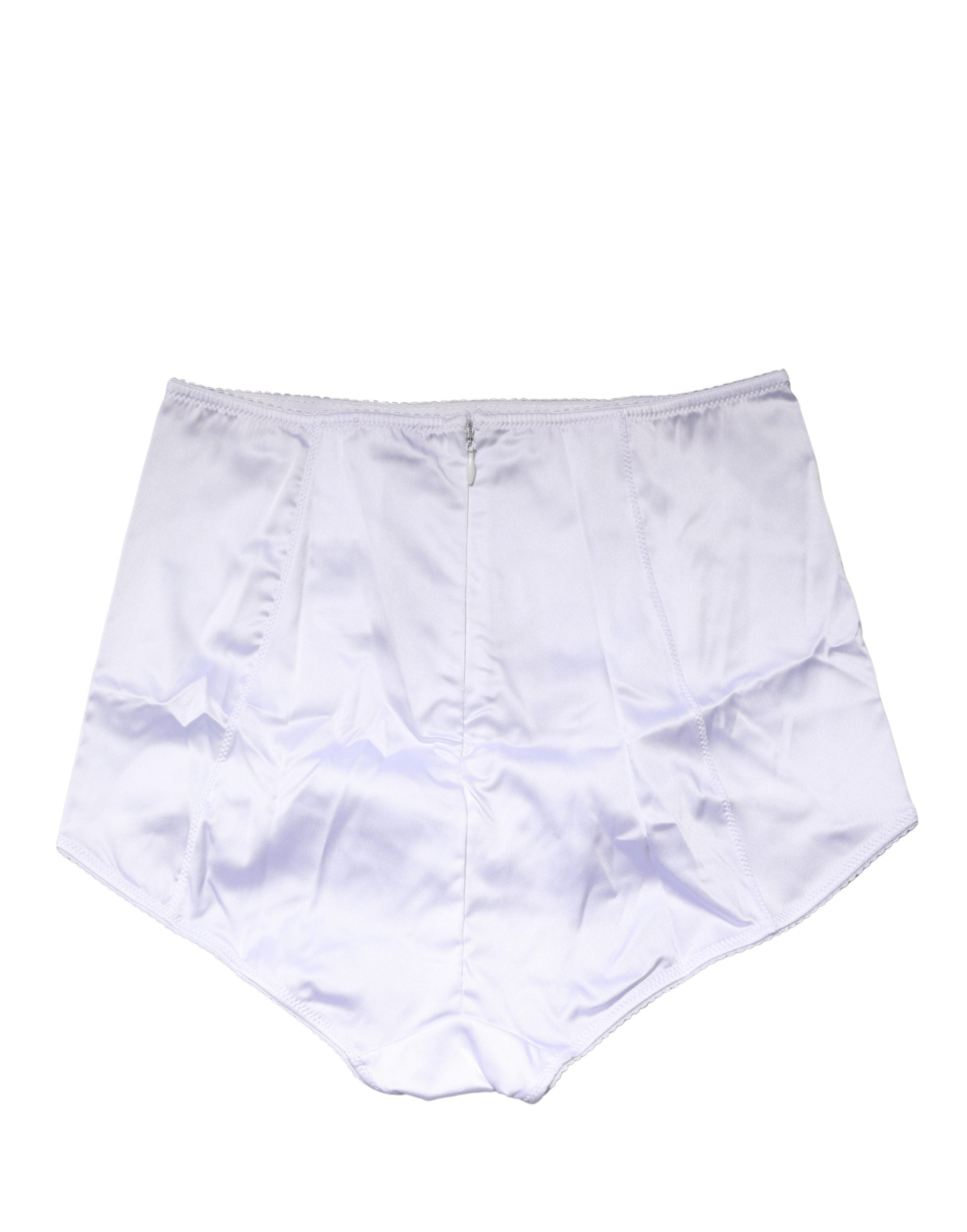 Culotte haute Dolce & Gabbana en mélange de soie blanche, style gainant, visible détails de couture et finition élégante.