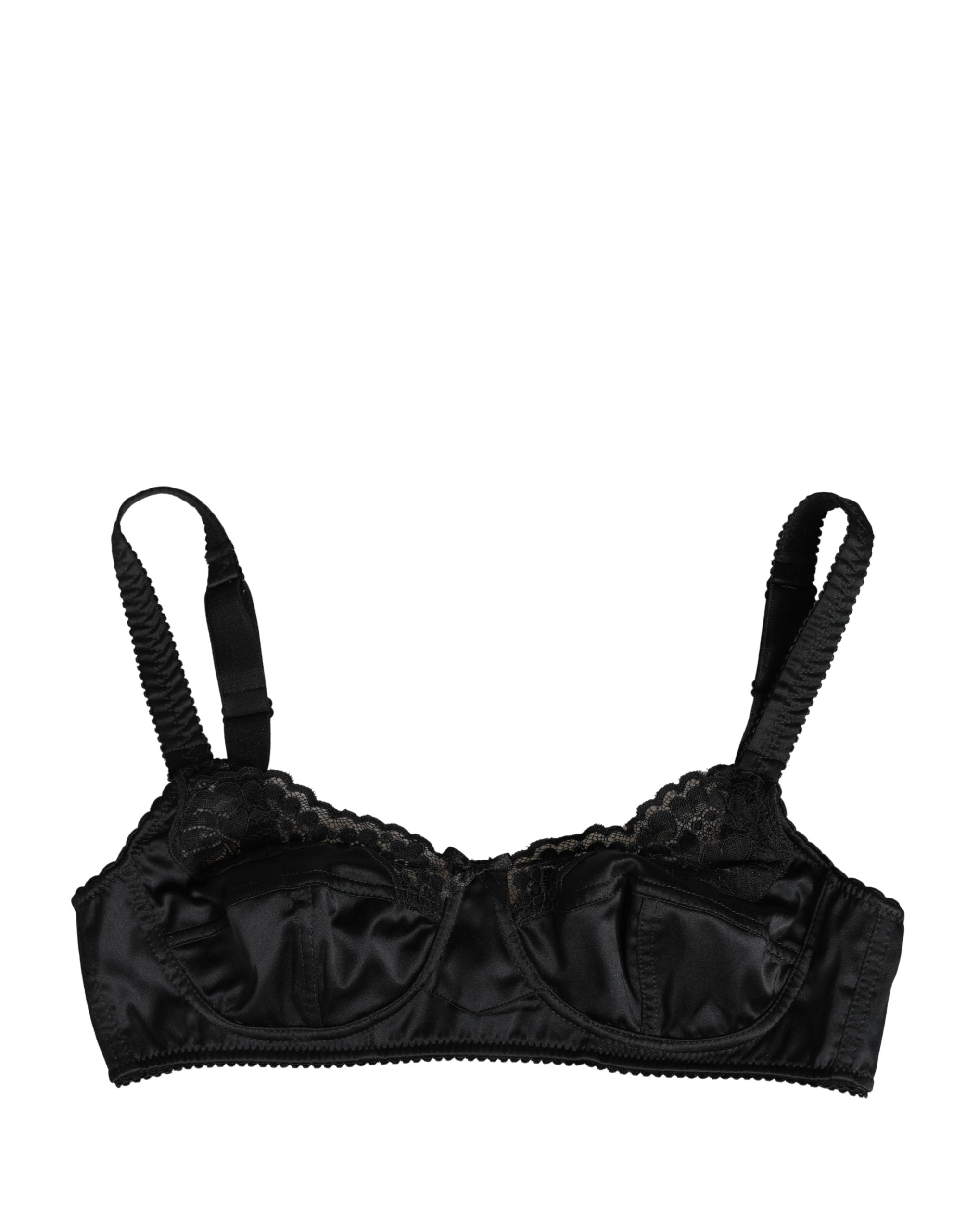 Soutien-gorge balconnet noir Dolce & Gabbana avec bonnets semi-rembourrés et sous-pièce, en lingerie élégante.