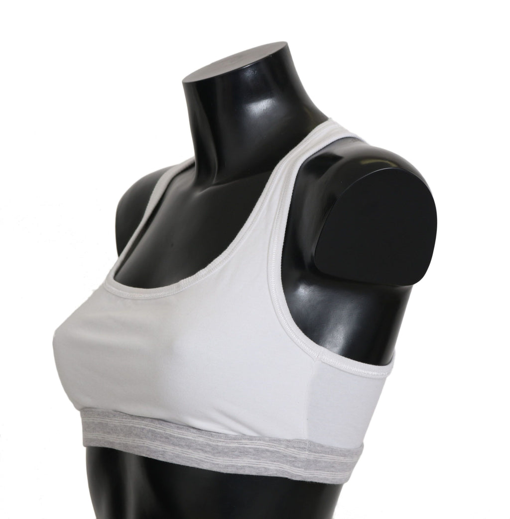 Soutien-gorge blanc en coton stretch de Dolce & Gabbana, lingerie sportive élégante et confortable.