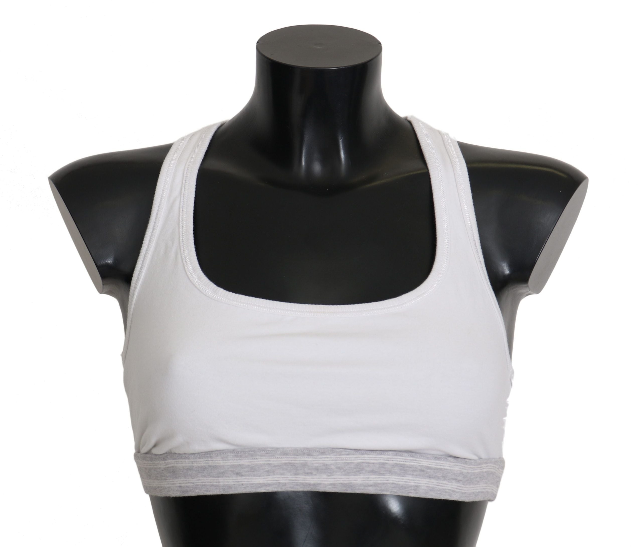 Soutien-gorge blanc en coton stretch de Dolce & Gabbana, sous-vêtements de sport élégants et confortables.