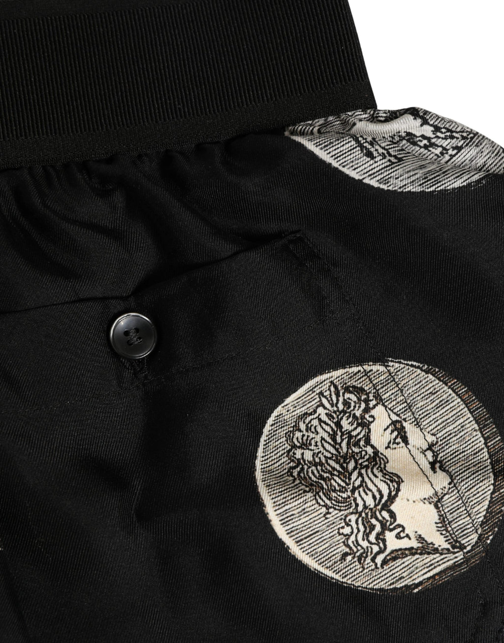 Boxers Dolce & Gabbana noirs avec motif de pièces anciennes, sous-vêtements masculins en coton confortable.
