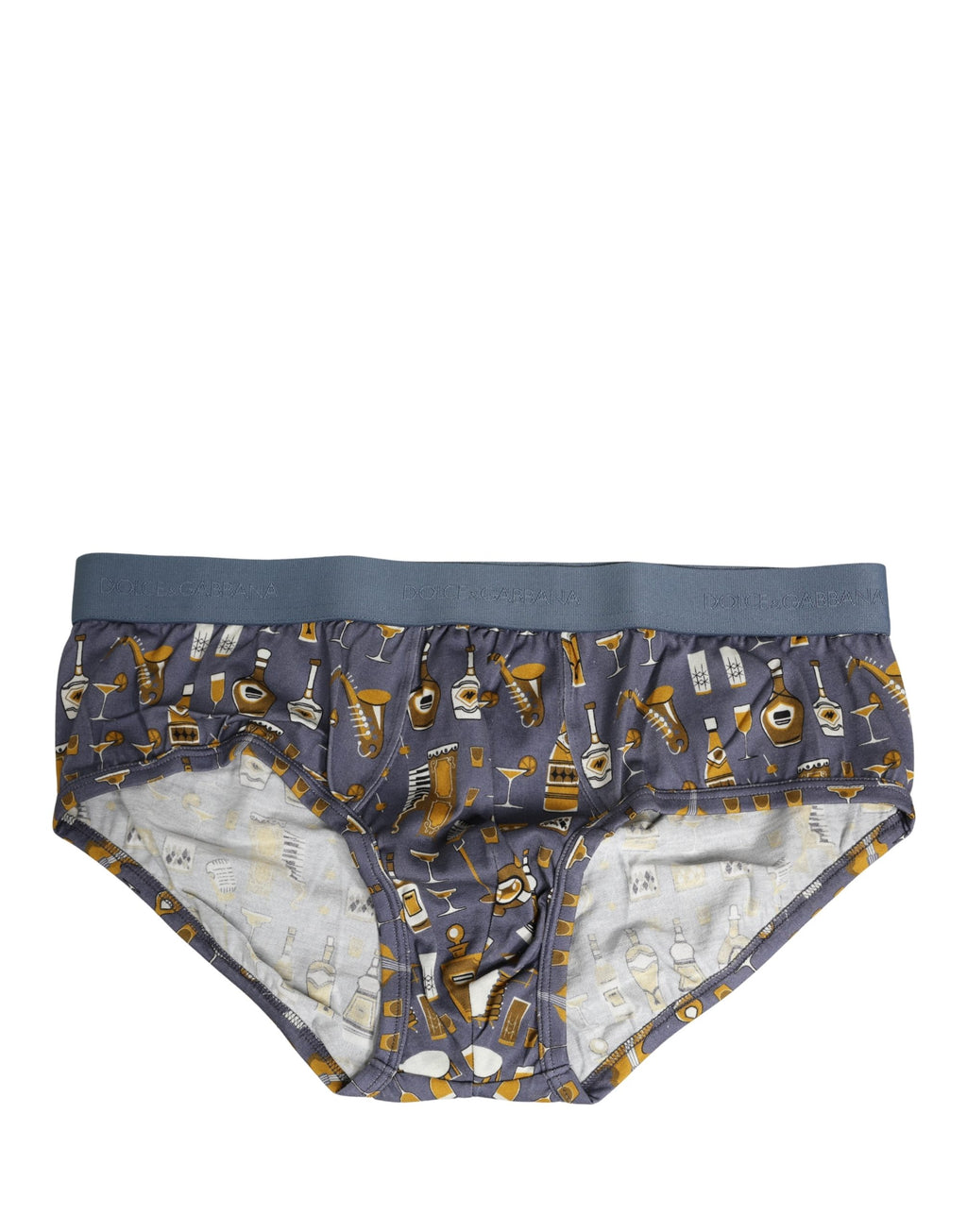 Sous-vêtements masculins Dolce & Gabbana Brando Briefs gris avec motif jazz cocktail, confort et style.