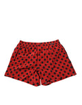 Boxers en soie rouge à pois Dolce & Gabbana, sous-vêtements en tissu élégant avec motif à pois.