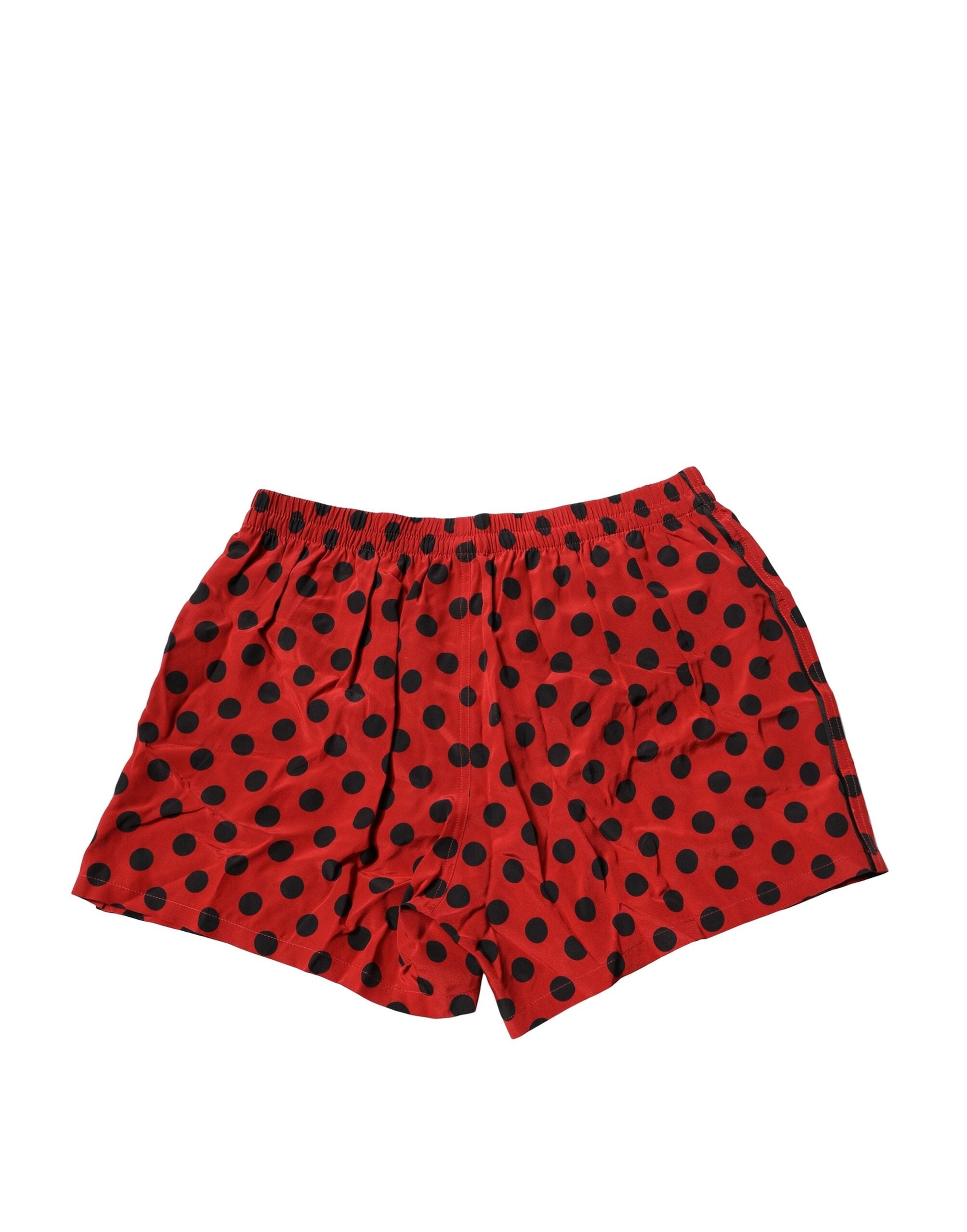 Caleçons boxers en soie rouge à pois Dolce & Gabbana, sous-vêtements pour homme avec motif à pois.