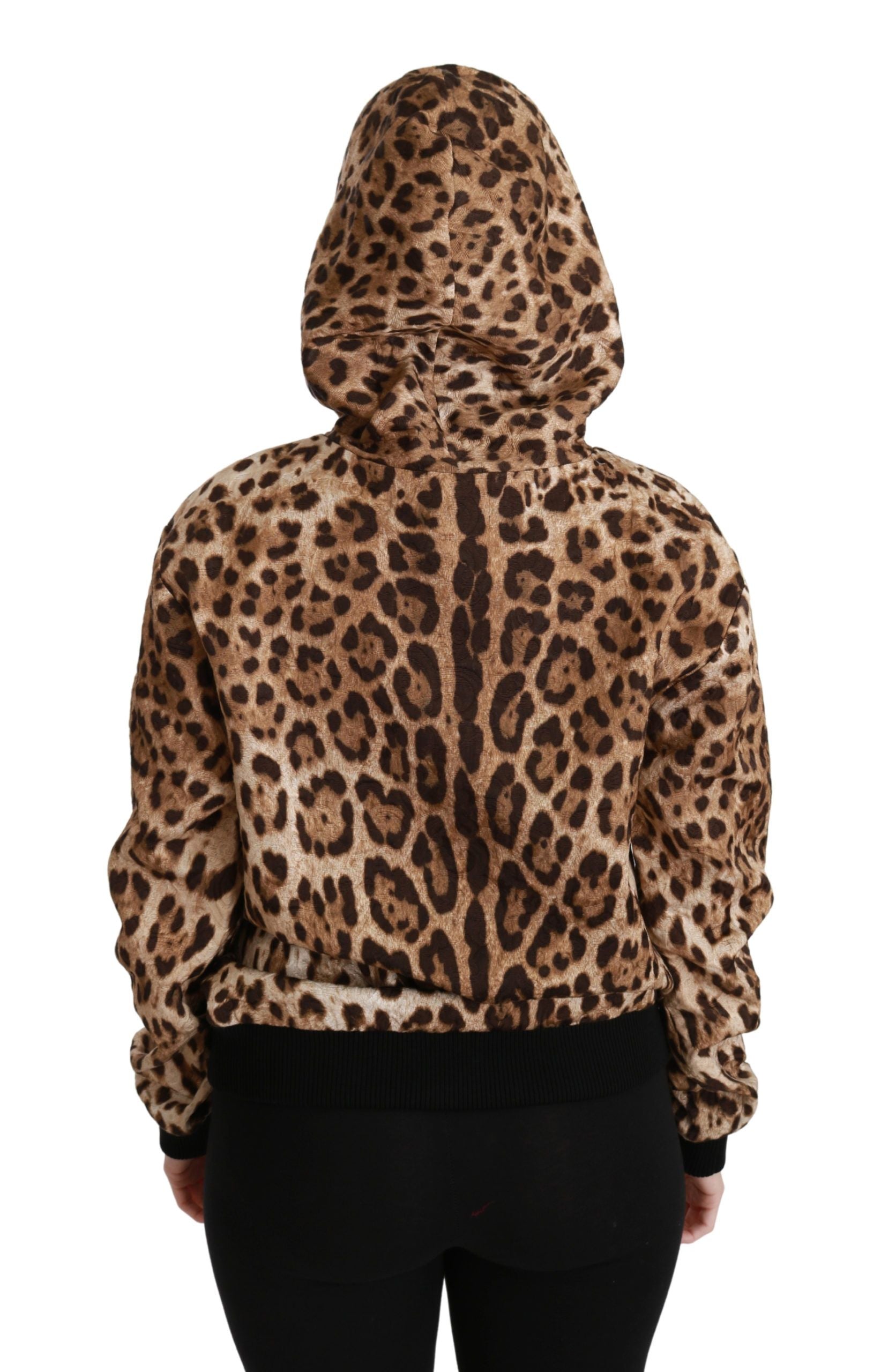 Dolce & Gabbana Brown Hooded Studded Ayers Leopard Sweater Dolce & Gabbana