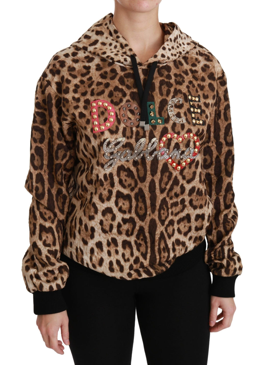 Dolce & Gabbana Brown Hooded Studded Ayers Leopard Sweater Dolce & Gabbana