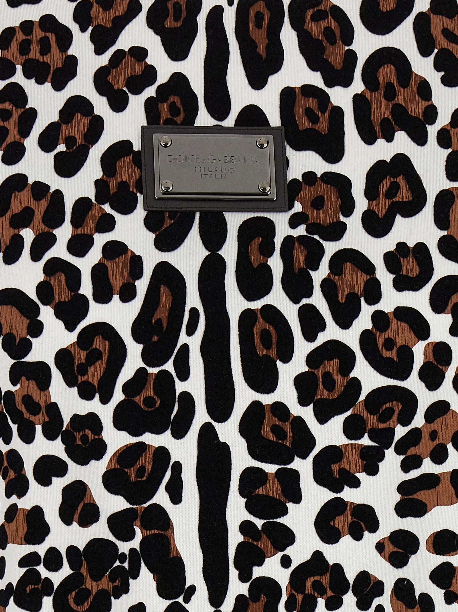 T-shirt en coton multicolore de Dolce & Gabbana, mode décontractée avec logo et design coloré, vue de face.