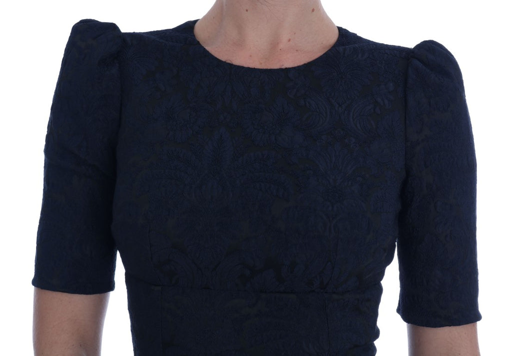 Robe courte noire et bleue Dolce & Gabbana à coupe évasée et mini longueur, élégante et tendance.