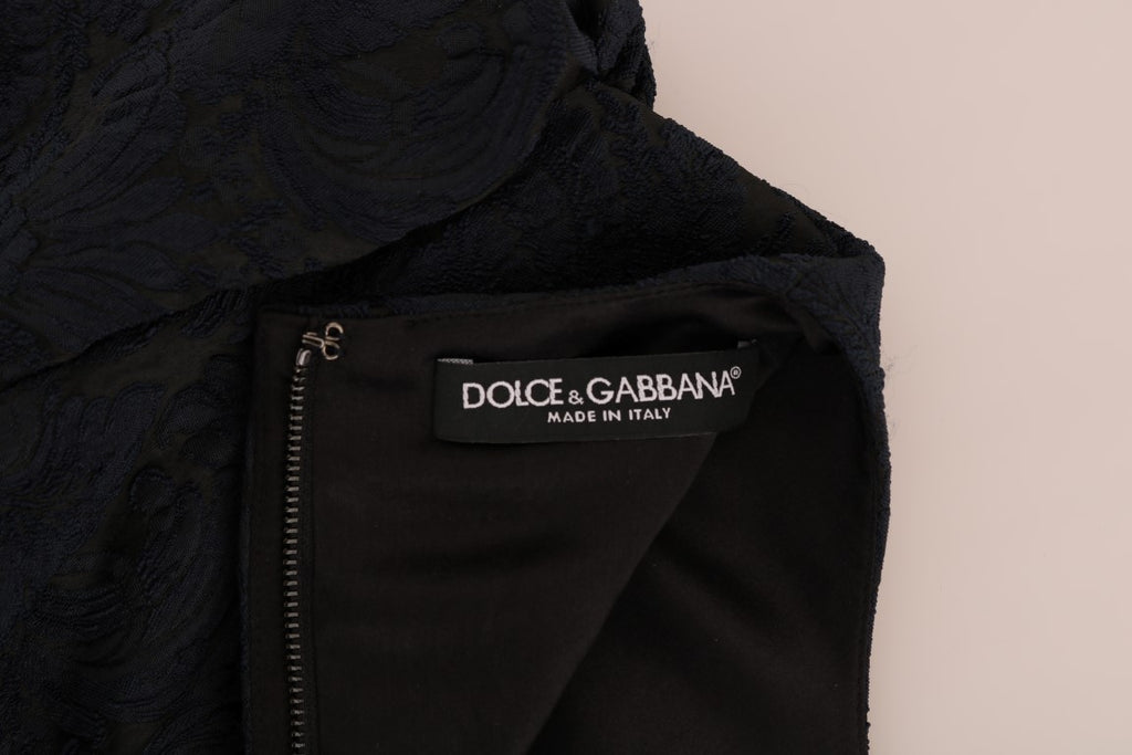 Robe mini évasée noire et bleue de Dolce & Gabbana, style féminin et élégant, vue de face.