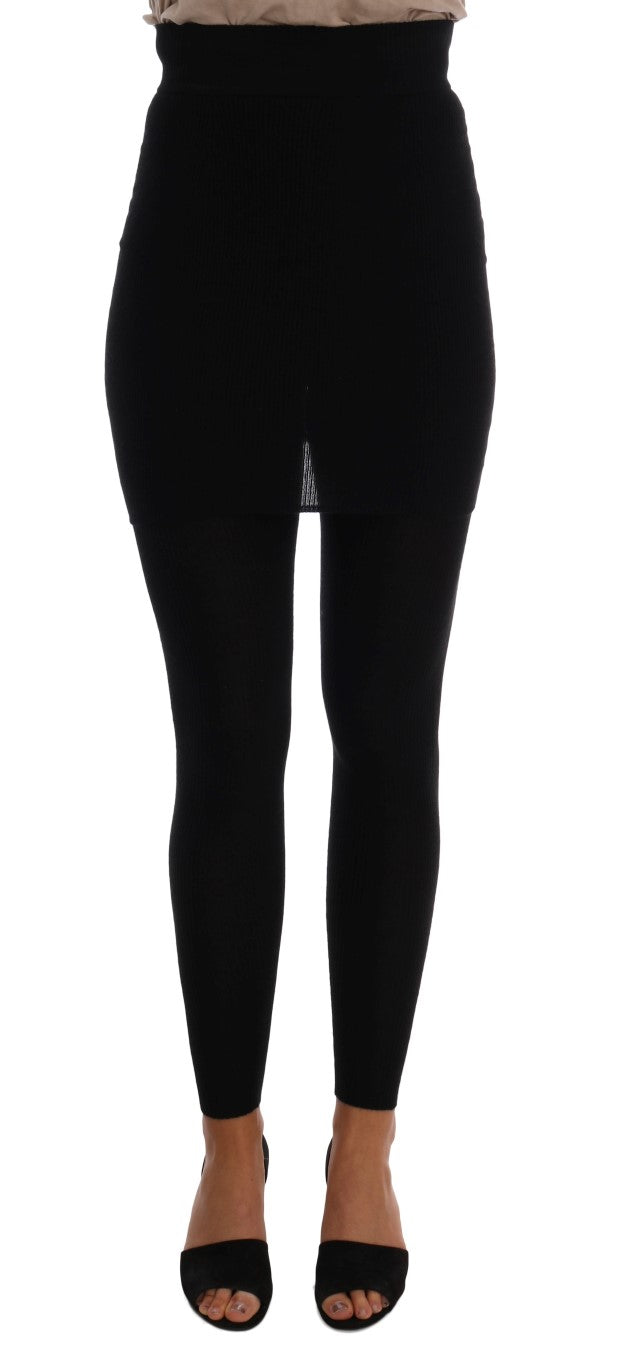 Collants en cachemire et soie stretch noirs Dolce & Gabbana, élégants et confortables, pour femme.