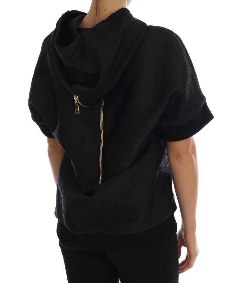 Pull à capuche noir Dolce & Gabbana Fairy Tale avec cristaux, style élégant et détails brillants visibles sur l'image.