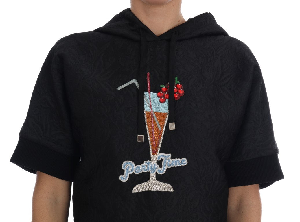 Pull à capuche noir Dolce & Gabbana Fairy Tale avec cristaux, style élégant et tendance, détails brillants visibles sur l'image.