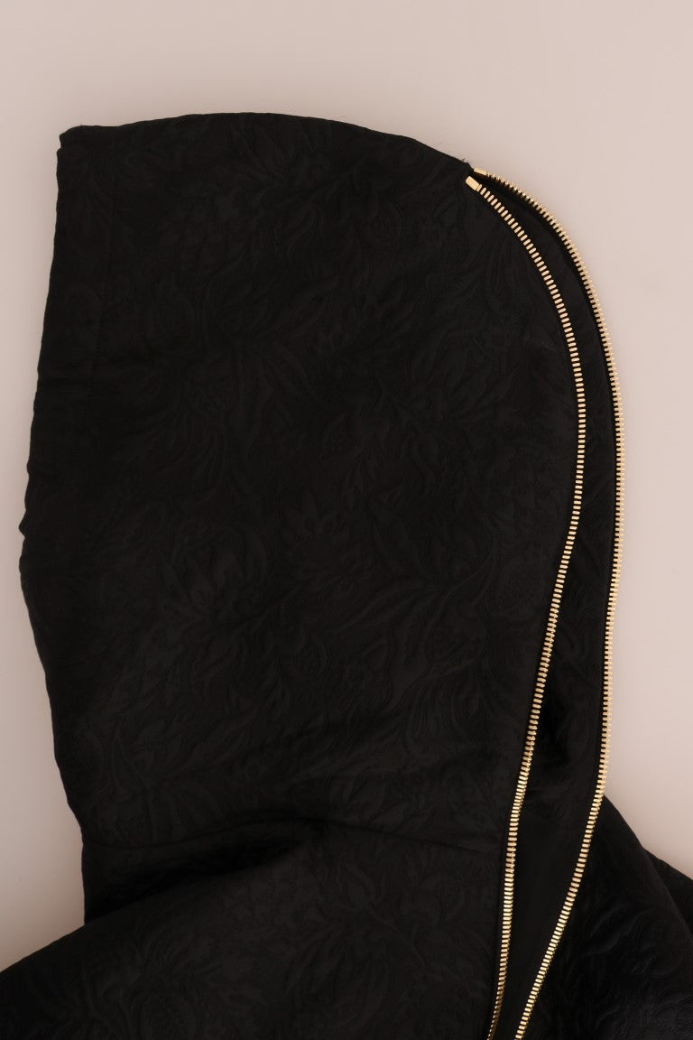 Pull à capuche noir Dolce & Gabbana Fairy Tale avec cristaux, design élégant et détails brillants, vue de face.