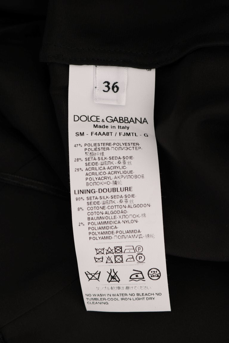 Jupe trapèze en soie jacquard floral noire de Dolce & Gabbana, élégante et sophistiquée.