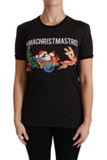 T-shirt noir Dolce & Gabbana #ImAChristmasTree à col rond, design graphique, porté ou posé sur fond blanc.