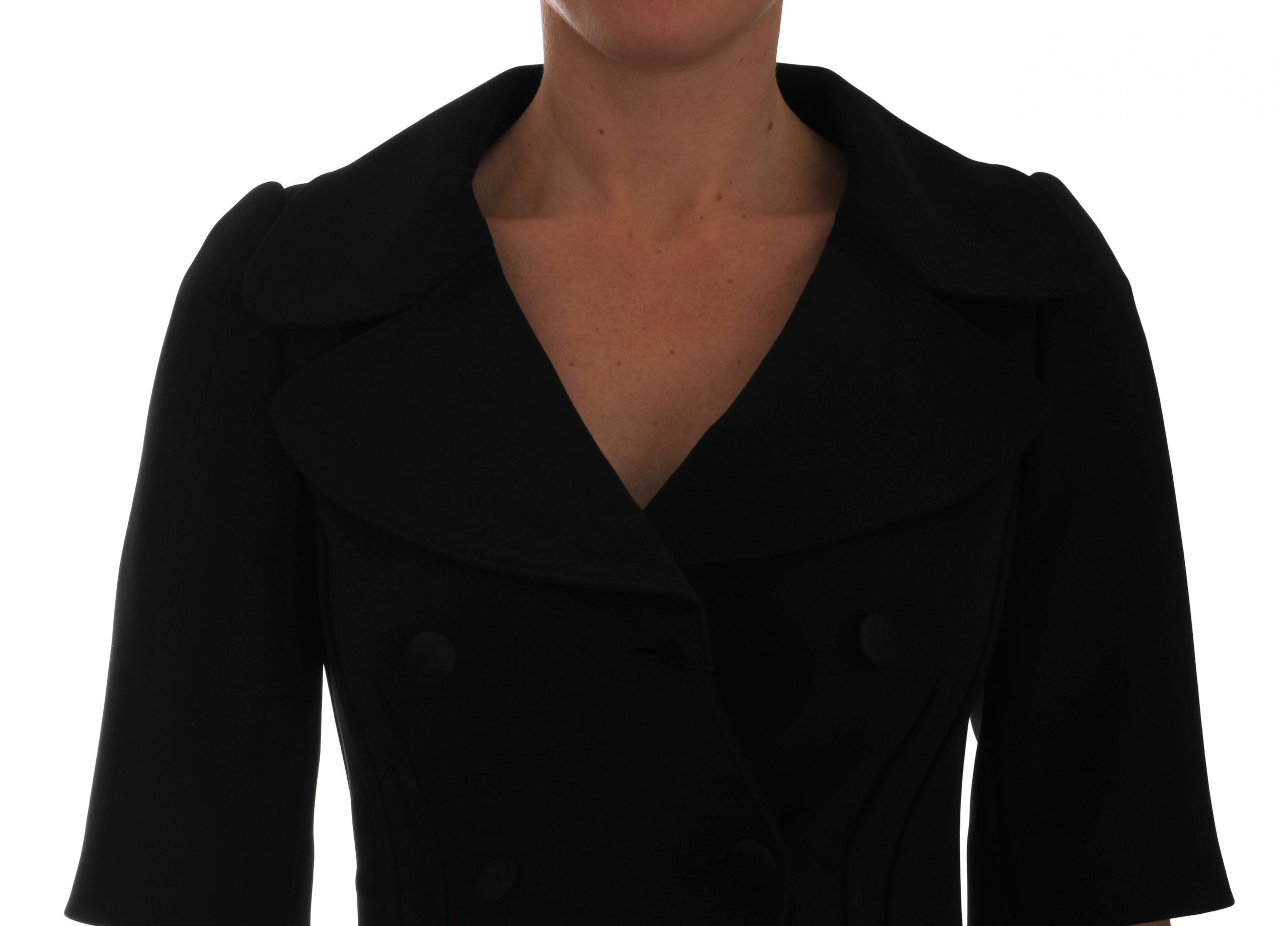 Veste courte noire Dolce & Gabbana, blazer cropped élégante avec coupe moderne, en tissu lisse et détails sophistiqués.