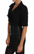 Veste blazer courte noire en laine ajustée de Dolce & Gabbana, style chic et élégant, visible sur l'image.