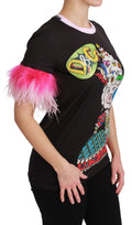 T-shirt noir Dolce & Gabbana Year of the Pig en coton avec motif imprimé, vue de face.