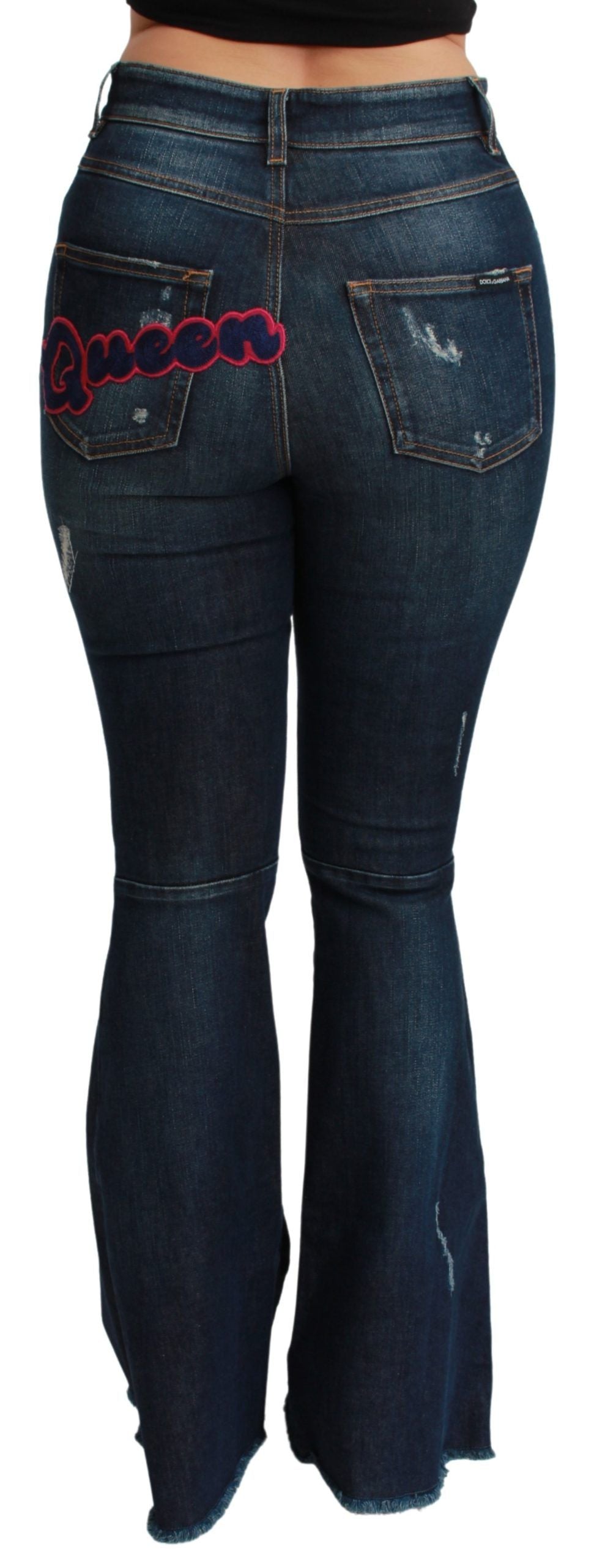 Jeans évasés en denim bleu en coton stretch de Dolce & Gabbana, style décontracté et tendance.