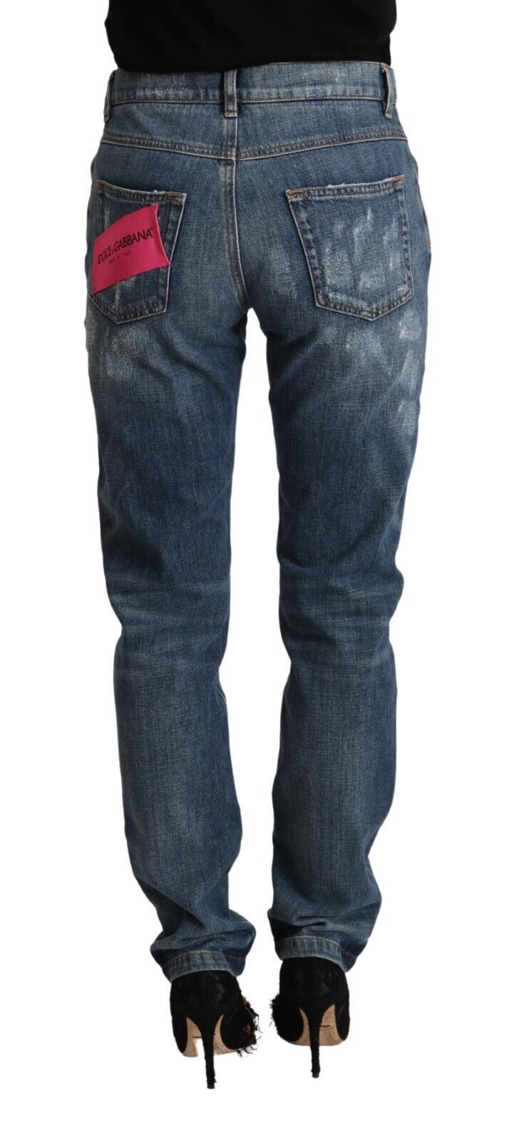 Dolce & Gabbana Blue Distressed Denim BOYFRIEND Skinny Jeans - La luxence