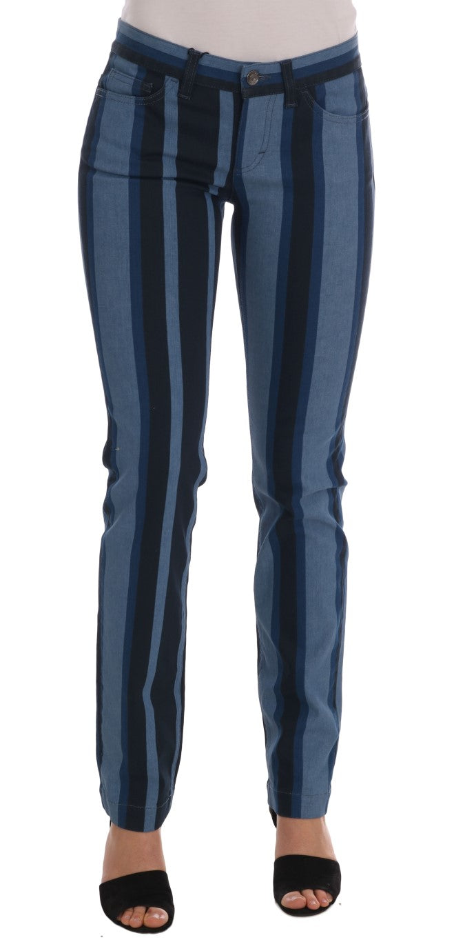 Jeans en coton à rayures bleues pour fille de Dolce & Gabbana, style décontracté et tendance.