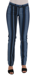 Jeans en coton à rayures bleues pour fille de Dolce & Gabbana, style décontracté et tendance.