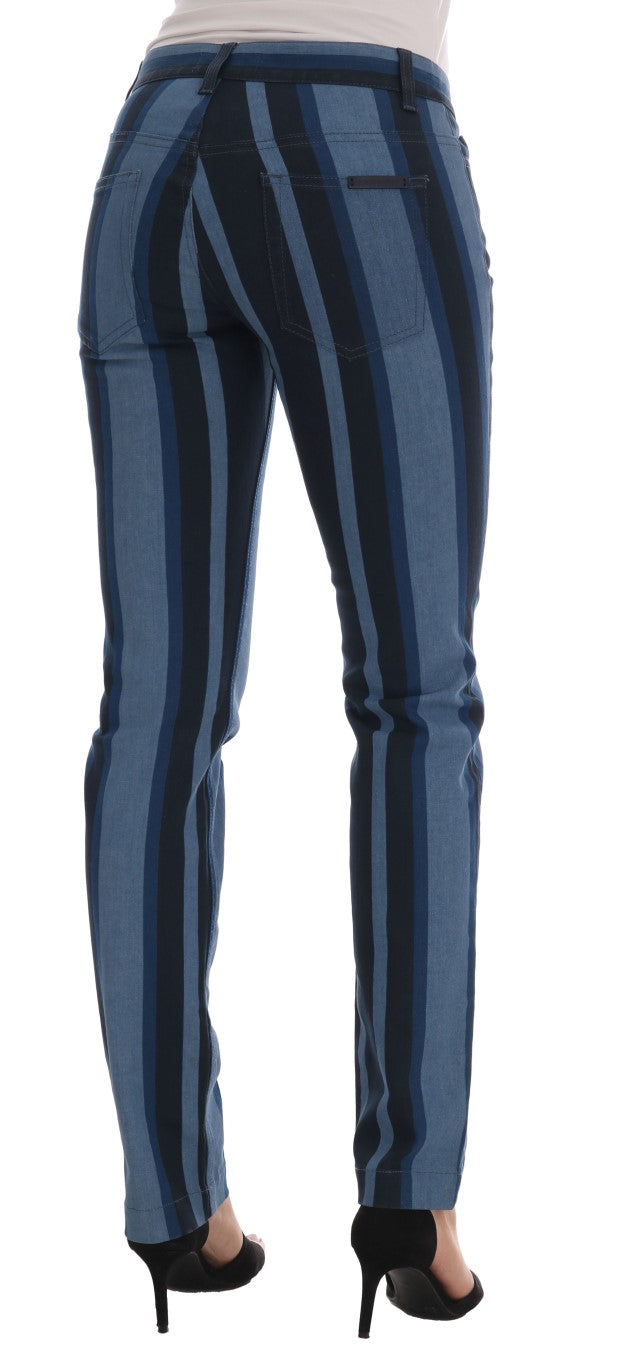 Jeans en coton rayés bleu Dolce & Gabbana pour fille, style girly avec détails modernes.