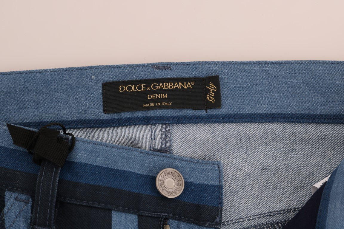 Jeans en coton à rayures bleues pour fille de Dolce & Gabbana, style décontracté et tendance.