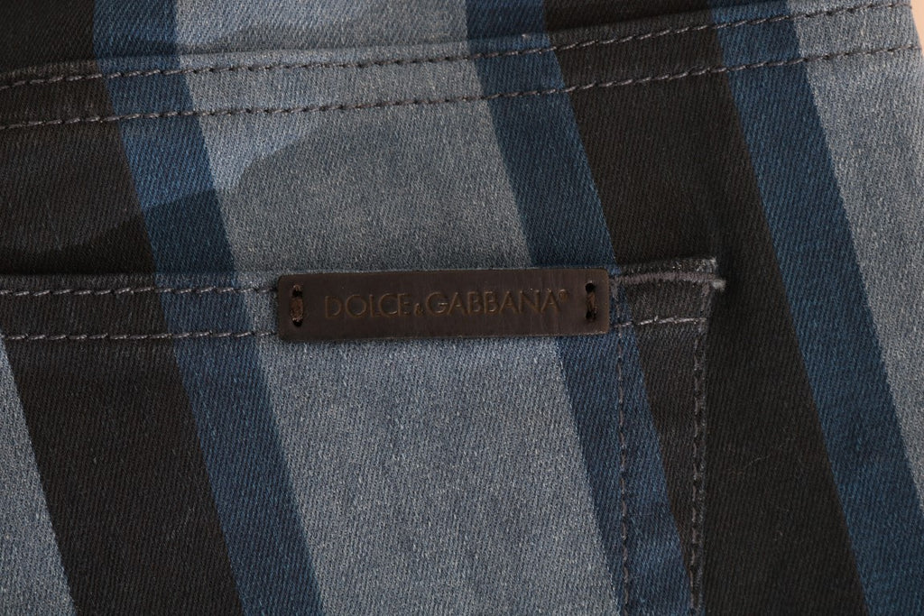 Jeans en coton rayés bleus Dolce & Gabbana pour fille, style décontracté et confortable, avec détails à rayures.