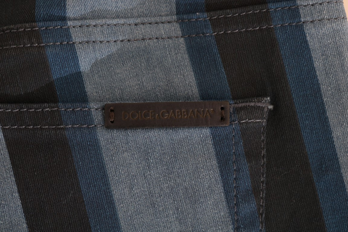 Jeans en coton rayés bleus Dolce & Gabbana pour fille, style décontracté et confortable, avec détails à rayures.