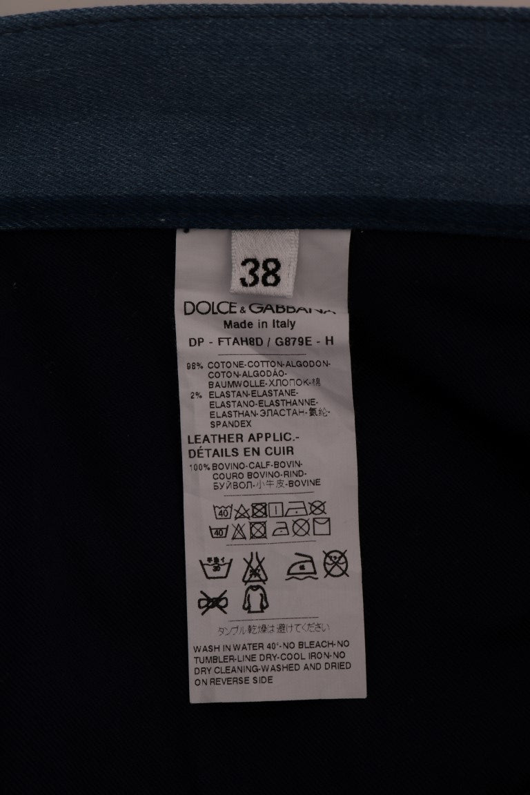 Jeans en coton à rayures bleues pour fille de Dolce & Gabbana, style décontracté et tendance.
