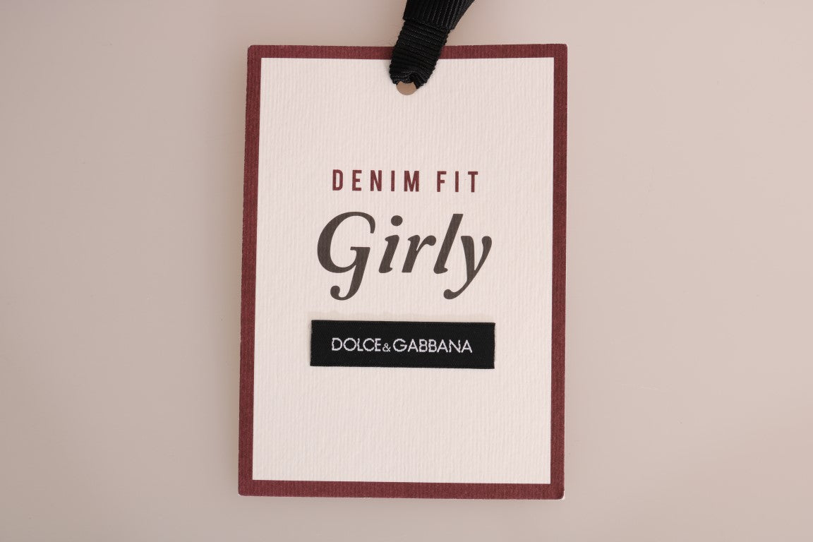 Jeans en coton rayés bleus Dolce & Gabbana pour fille, style décontracté avec finitions soignées.