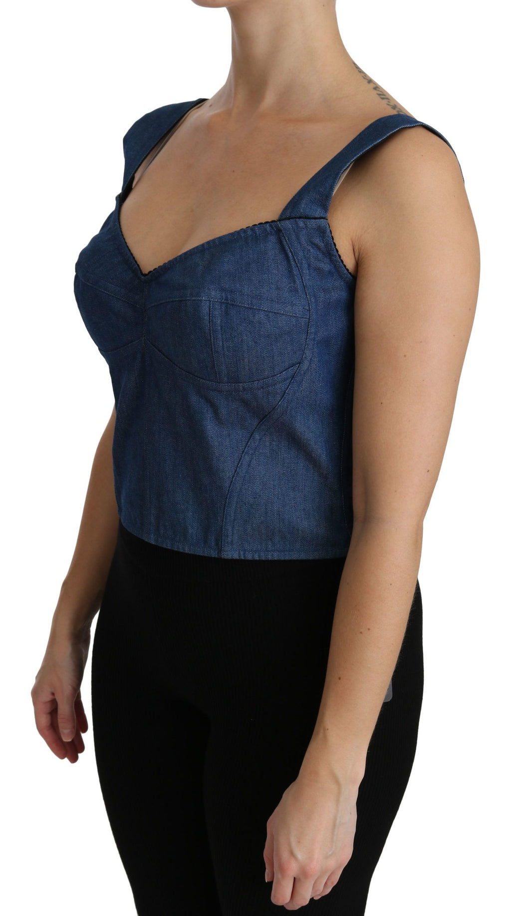 Haut sans manches en coton de Dolce & Gabbana, blouse bustier bleue élégante et ajustée, parfait pour un style sophistiqué.