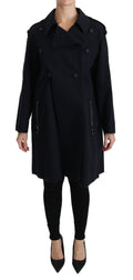 Manteau trench bleu en coton pour femme de Dolce & Gabbana, veste élégante et chic, visible avec ceinture et détails modernes.