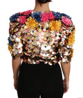 Veste en floral à sequins et cristaux Dolce & Gabbana, coupe élégante, détails scintillants, mode sophistiquée pour femme.