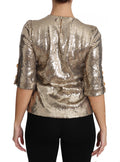 Blouse en cristal doré avec motif de perroquet à sequins pour femme, par Dolce & Gabbana.