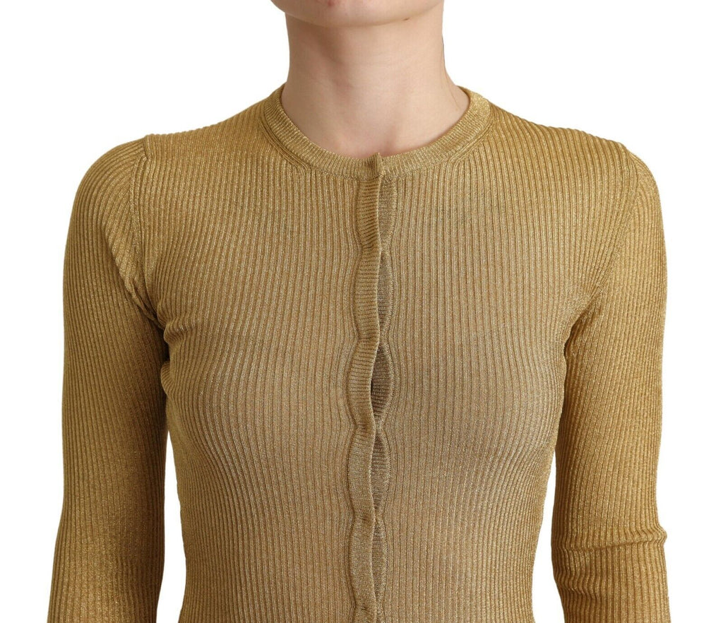 Cardigan Dolce & Gabbana en viscose avec boutons dorés, pull élégant à manches longues et finition raffinée.